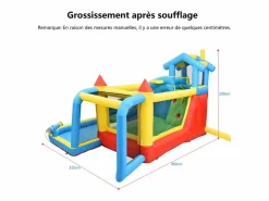 DripeX Castillo inflable para niños de 3 a 10 años, con soplador - carga máxima de 135 kg - 364x315x239cm Azul