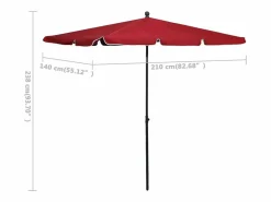 Garden Furniture Caylan Sombrilla de jardín con poste burdeos rojo 210x140 cm