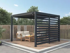 Outlet EXPERTLAND Celosía de aluminio para pérgola bioclimática, Ancho 2,78 x Alt. 2.2 m, BOLSENA Gris antracita