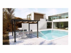 Outlet Cenador aurtante 3x3 m, aluminio y lona de poliéster gris REGIA Pérgola