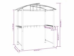 Outlet Cenador barbacoa y estantes laterales antracita 210x114x230cm acero Gris