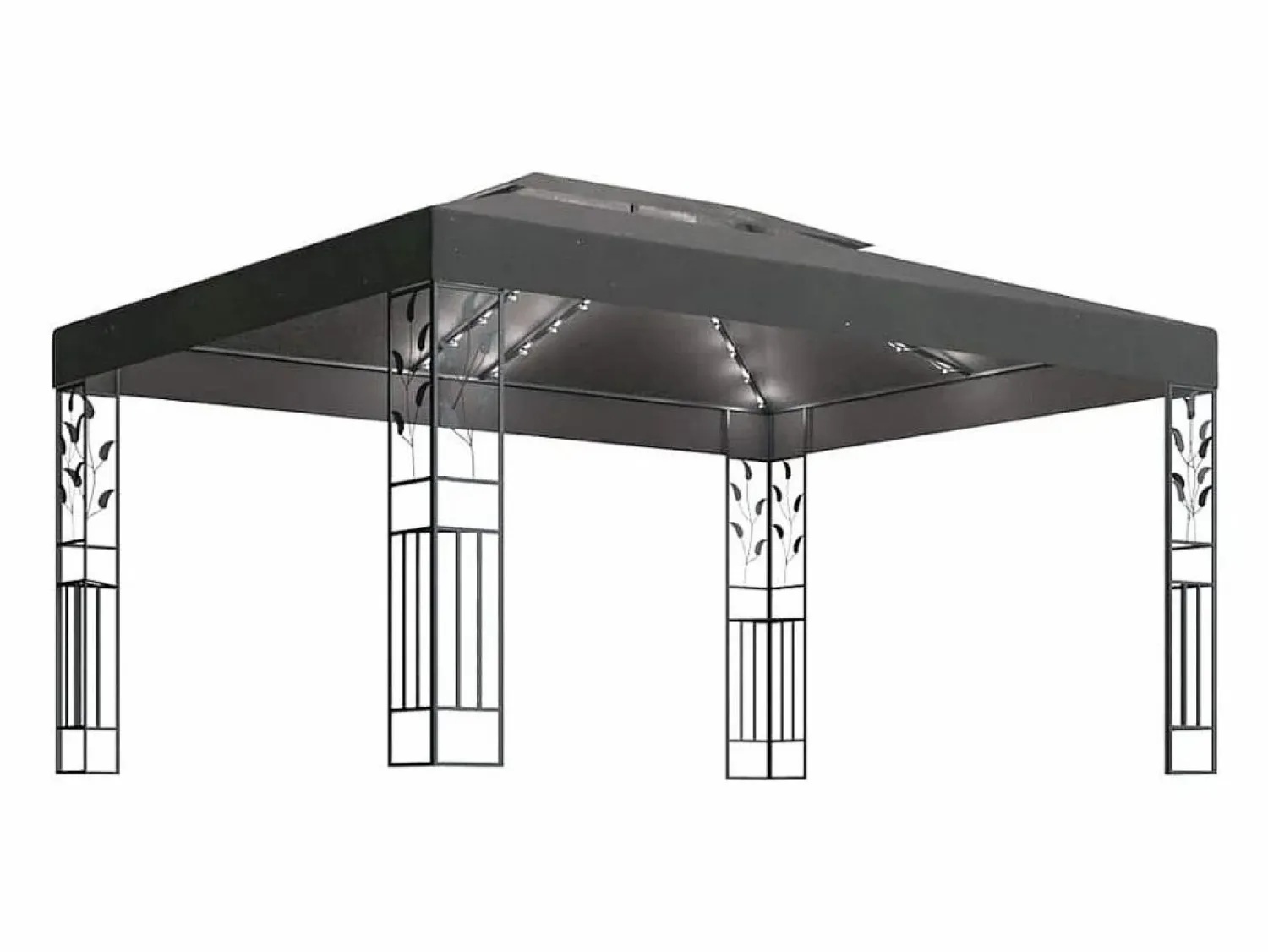 Clearance Cenador con doble techo y luces LED 3x4 m Antracita Cenador Y Quiosco