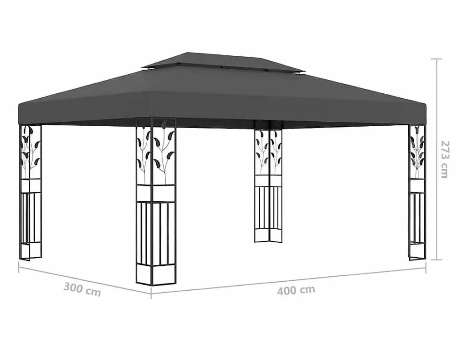 Clearance Cenador con doble techo y luces LED 3x4 m Antracita Cenador Y Quiosco