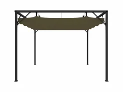 Outlet Cenador de jardín con techo retráctil gris taupe 3x3m 180 g/m² ES386734 Pérgola