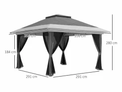 Best Cenador Dhile plegable + cortinas removibles gris oscuro 280x356 cm Cenador Y Quiosco
