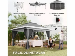 Best Cenador Dhile plegable + cortinas removibles gris oscuro 280x356 cm Cenador Y Quiosco