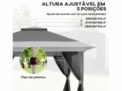 Best Cenador Dhile plegable + cortinas removibles gris oscuro 280x356 cm Cenador Y Quiosco