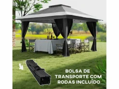 Best Cenador Dhile plegable + cortinas removibles gris oscuro 280x356 cm Cenador Y Quiosco