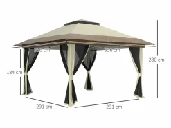 Outsunny Cenador Dhile plegable + cortinas removibles crema 280x356 cm