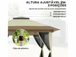 Outsunny Cenador Dhile plegable + cortinas removibles crema 280x356 cm