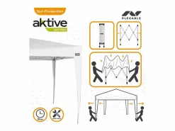 New Cenador plegable Aktive poliéster 250x300x300 cm Blanco
