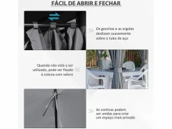 Outlet Outsunny Cenador Tenerife cortinas extraíbles + orificios de drenaje 272x400x300 cm Gris