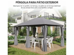 Outlet Outsunny Cenador Tenerife cortinas extraíbles + orificios de drenaje 272x400x300 cm Gris