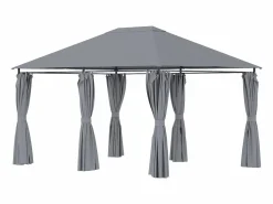 Outlet Outsunny Cenador Tenerife cortinas extraíbles + orificios de drenaje 272x400x300 cm Gris