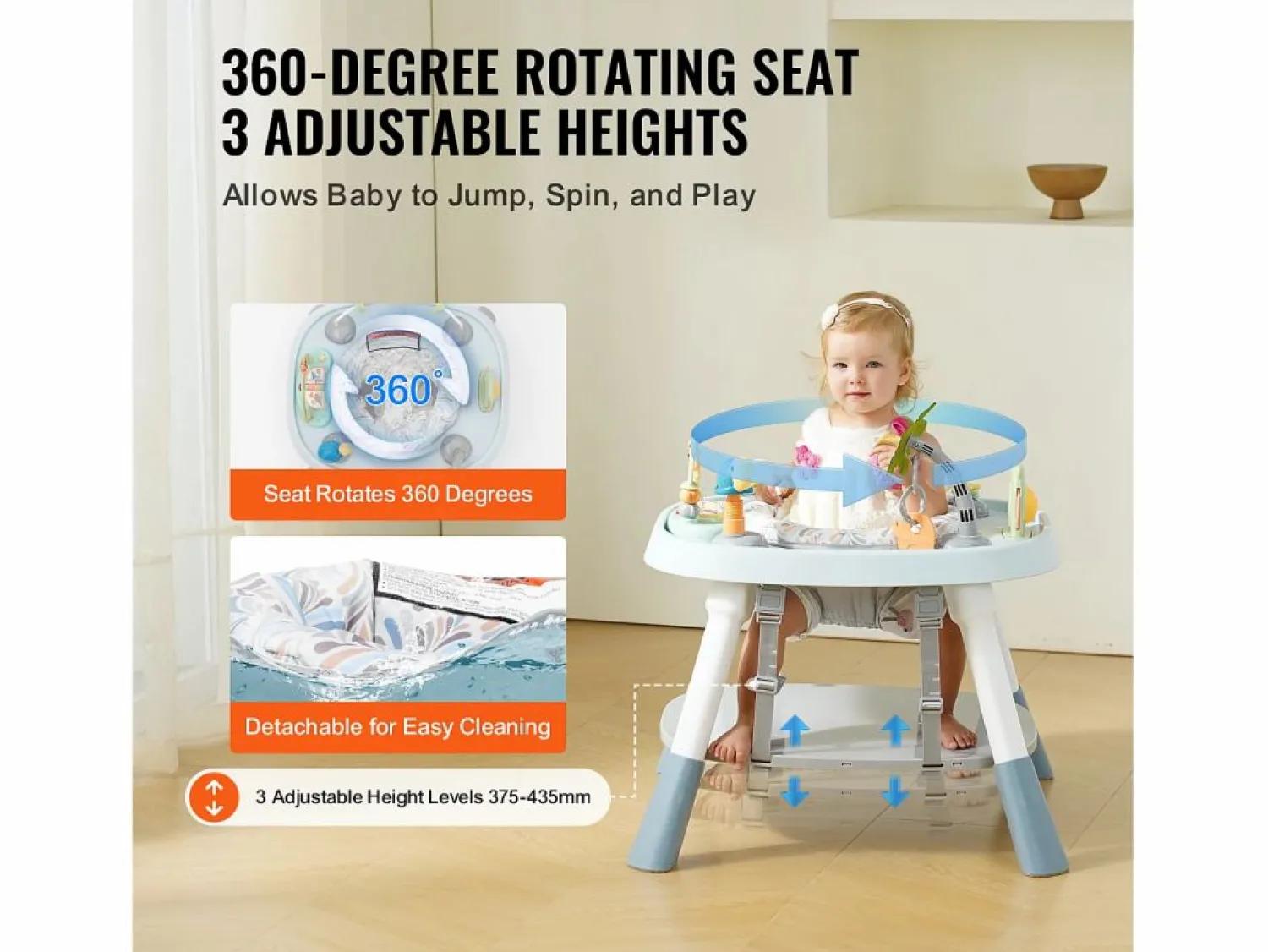Centro de Actividades para Bebés, SucceBuy Centro de Actividades para Bebés, Asiento Giratorio 360°, para 6 Meses y Más, Plástico,