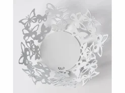 Centro de mesa pequeño Farfalloso Ø31 cm en mármol hierro perforado Diseño moderno con mariposas elegante decoración de mesa Made in Italy