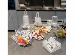 Centro de mesa pequeño Farfalloso Ø31 cm en mármol hierro perforado Diseño moderno con mariposas elegante decoración de mesa Made in Italy