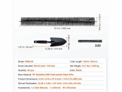 Cepillo de Protección para Canalón SucceBuy 3,7 m Anti-Hojas para Canalón de 12,7 cm, 40 Piezas, PP + Galvanizado, , 120 pies, 13,1 lb