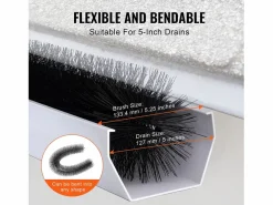 Cepillo Protector de Canalón SucceBuy 18 m Cerdas Largas 13,3 cm Anti-Hojas, 20 Piezas, PP + Alambre de Acero, Resistente a la Corrosión Negro