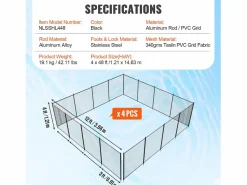 Cerca de Piscina SucceBuy, Cerca Removible de Seguridad Plegable, Barrera de Piscina Excavada, 1,21x14,63 m, 340 g/m², para Protección de Niños y Animales Negro
