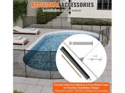 Cerca de Piscina SucceBuy, Cerca Removible de Seguridad Plegable, Barrera de Piscina Excavada, 1,21x14,63 m, 340 g/m², para Protección de Niños y Animales Negro