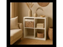 Clearance Calicosy Cesta de almacenaje de jacinto de agua - 32 x 32 x 32/33 cm Color natural claro