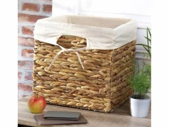 Clearance Calicosy Cesta de almacenaje de jacinto de agua - 32 x 32 x 32/33 cm Color natural claro