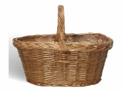 Discount Cesta de almacenamiento de mimbre ovalada con asa tejida Laura Panaro Cubo De Basura Para Cocina