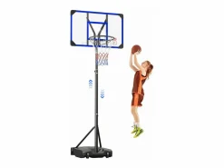 New DripeX Cesta de baloncesto, altura ajustable 147-260 cm, con PC de pared posterior de 83x53 cm y base ampliada, 2 ruedas, para niños/adultos-86x83x260cm Azul