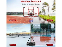 DripeX Cesta de baloncesto, altura ajustable 147-260 cm, con PC de pared posterior de 83x53 cm y base ampliada, 2 ruedas, para niños/adultos-86x83x260cm
