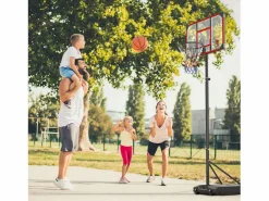 DripeX Cesta de baloncesto, altura ajustable 147-260 cm, con PC de pared posterior de 83x53 cm y base ampliada, 2 ruedas, para niños/adultos-86x83x260cm