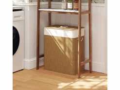 Sale Cesta de bambú para la colada con tapa, bolsa extraíble y lavable, asas de cuerda, marrón (52 x 32 x 63 cm) Cesto De Ropa