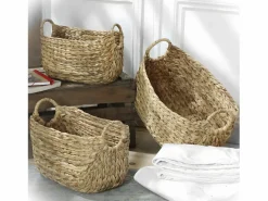 Clearance Cesta de jacinto de agua con asas - 40 x 23 x 26 cm Accesorios De Almacenaje|Cesta