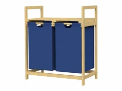 Cesta de lavandería de bambú Colector de lavandería cofre de lavandería cesta 2 bolsas de lavandería Clasificador de lavandería
