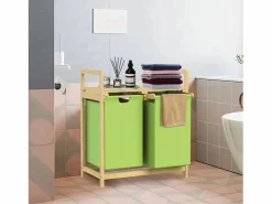 Best Cesta de lavandería de bambú colector de lavandería cesta de lavandería 2 bolsas de lavandería clasificador de lavandería Cesto De Ropa