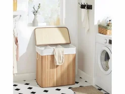 Online Cesta de lavandería de bambú con 3 compartimentos, tapa y asas, 150L - L60 x A61,5 cm Cesto De Ropa