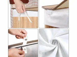 Online Cesta de lavandería de bambú con 3 compartimentos, tapa y asas, 150L - L60 x A61,5 cm Cesto De Ropa