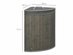 Cesta de lavandería de bambú con tapa y bolsa extraíble, 55 l, (38 x 38 x 57 cm)