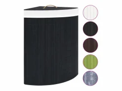 Cesta de lavandería de esquina de bambú negra de 60 l