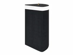 Cesta de lavandería de esquina de bambú negra de 60 l