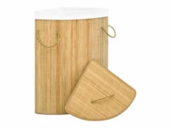 Cesta de lavandería esquinera de bambú de 60 L