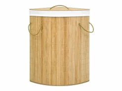 Cesta de lavandería esquinera de bambú de 60 L