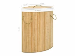 Cesta de lavandería esquinera de bambú de 60 L