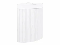 New Cesta de lavandería esquinera de bambú de 60 l Blanco