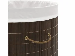Best Cesta de lavandería ovalada de bambú marrón oscuro Marru00f3n