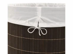Best Cesta de lavandería ovalada de bambú marrón oscuro Marru00f3n