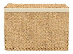 Outlet Cesta de lavandería plegable con 3 secciones de jacinto de agua 75x42,5x52 cm Cesto De Ropa