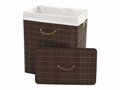 Hot Cesta de lavandería rectangular de bambú marrón oscuro Cesto De Ropa