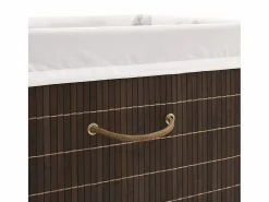Hot Cesta de lavandería rectangular de bambú marrón oscuro Cesto De Ropa