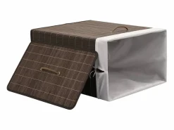 Cesta de lavandería rectangular de bambú marrón oscuro